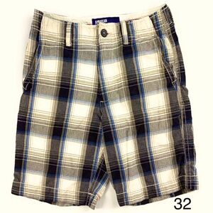 AE AMERICAN EAGLE Mens Blue Grey White Plaid Shorts Sz 32